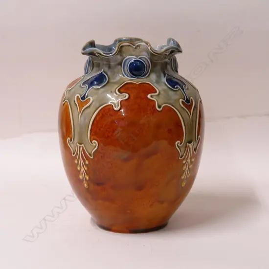A GOOD MARK V MARSHAL DOULTON STONEWARE VASE