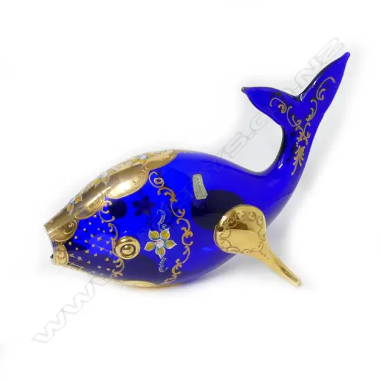A Italian Murano cobalt blue life-size glass fish