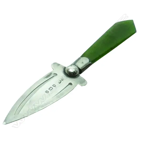 A silver and greenstone page marker