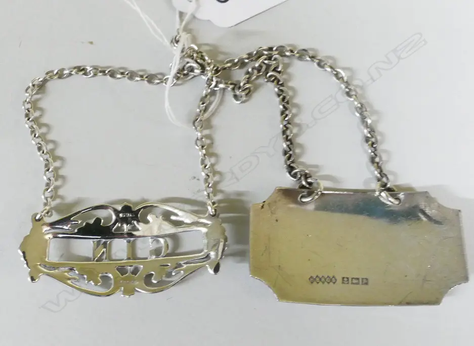 Two silver decanter tickets Image 1++