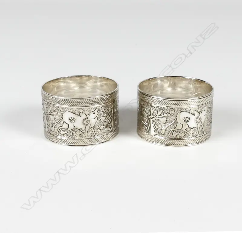 PR OF INDIAN STG SERVIETTE RINGS (UNMARKED) Image 1++