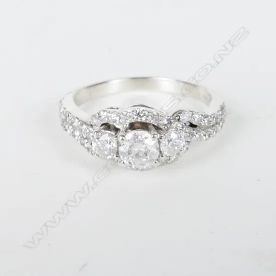 A 14ct white gold and diamond ring