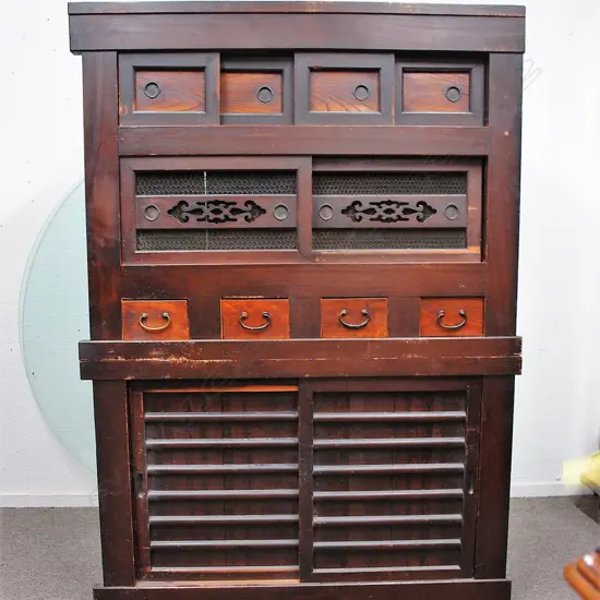 An old two stage Japanese tansu