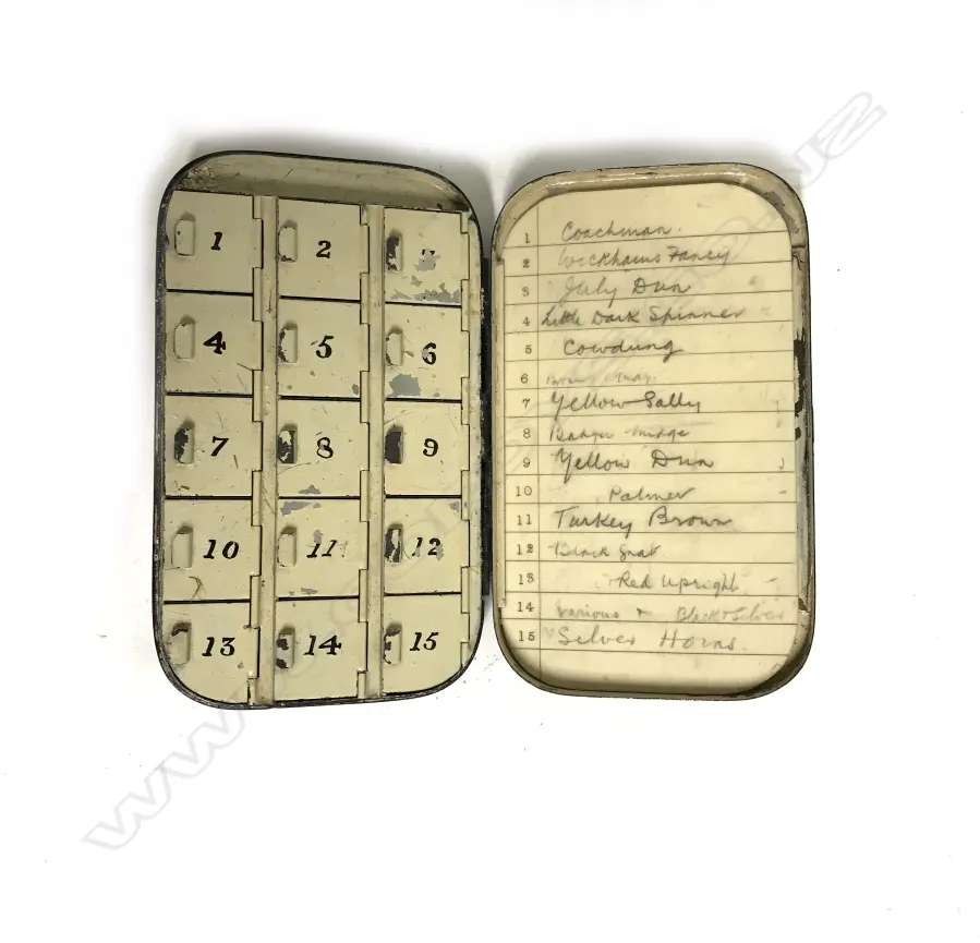 A c.1890s original Hardy Pralon black Japanned fly box Image 1++