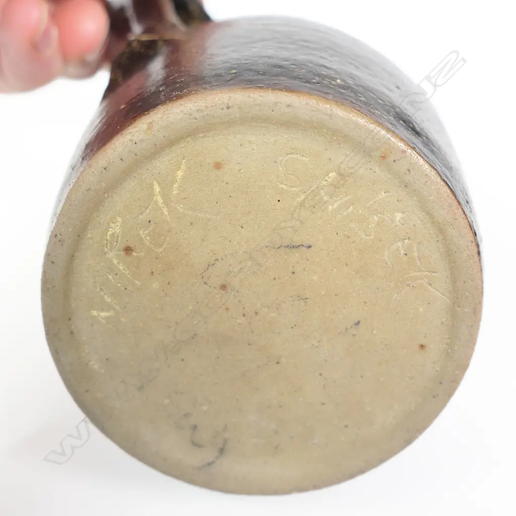 Mirek Smisek (1925-2013) early manganese salt glazed slender pouring bottle, Image 1++