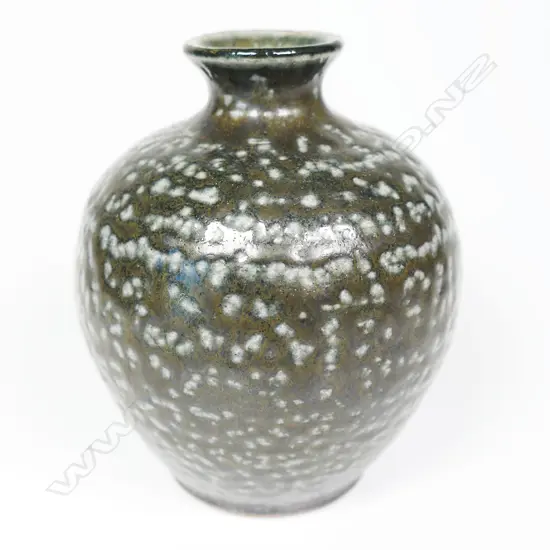 Mirek Smisek (1925-2013) early dark salt glazed small vase of ovoid form,