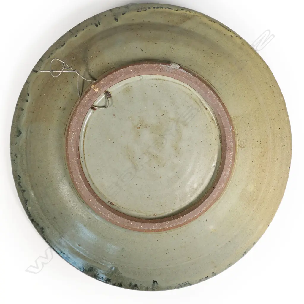 Mirek Smisek (1925-2013) stoneware large wall charger with wax resist sunflower design Image 1++