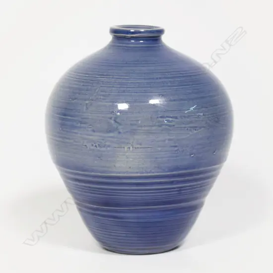 Doreen Blumhardt (1914-2009) early wheel thrown blue glaze vase,