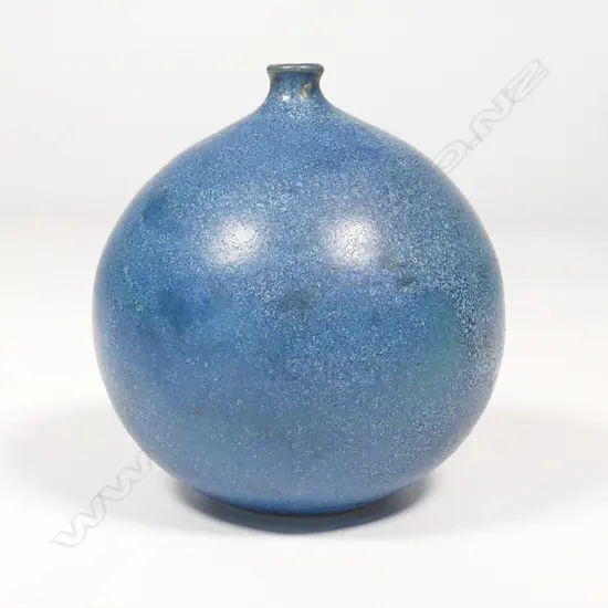 Len Castle (1924-2011) blue ovoid vase with short lipped neck,