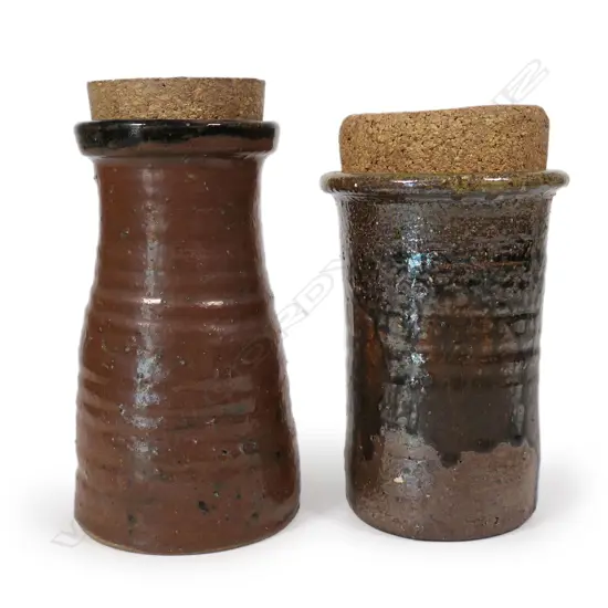 Two Barry Brickell (1935-2016)stoneware storage jars with cork stoppers,
