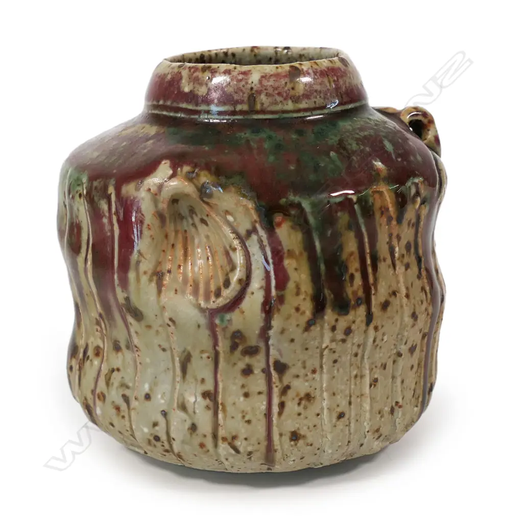 Mike O'Donnell red glaze squat vase, Image 1++