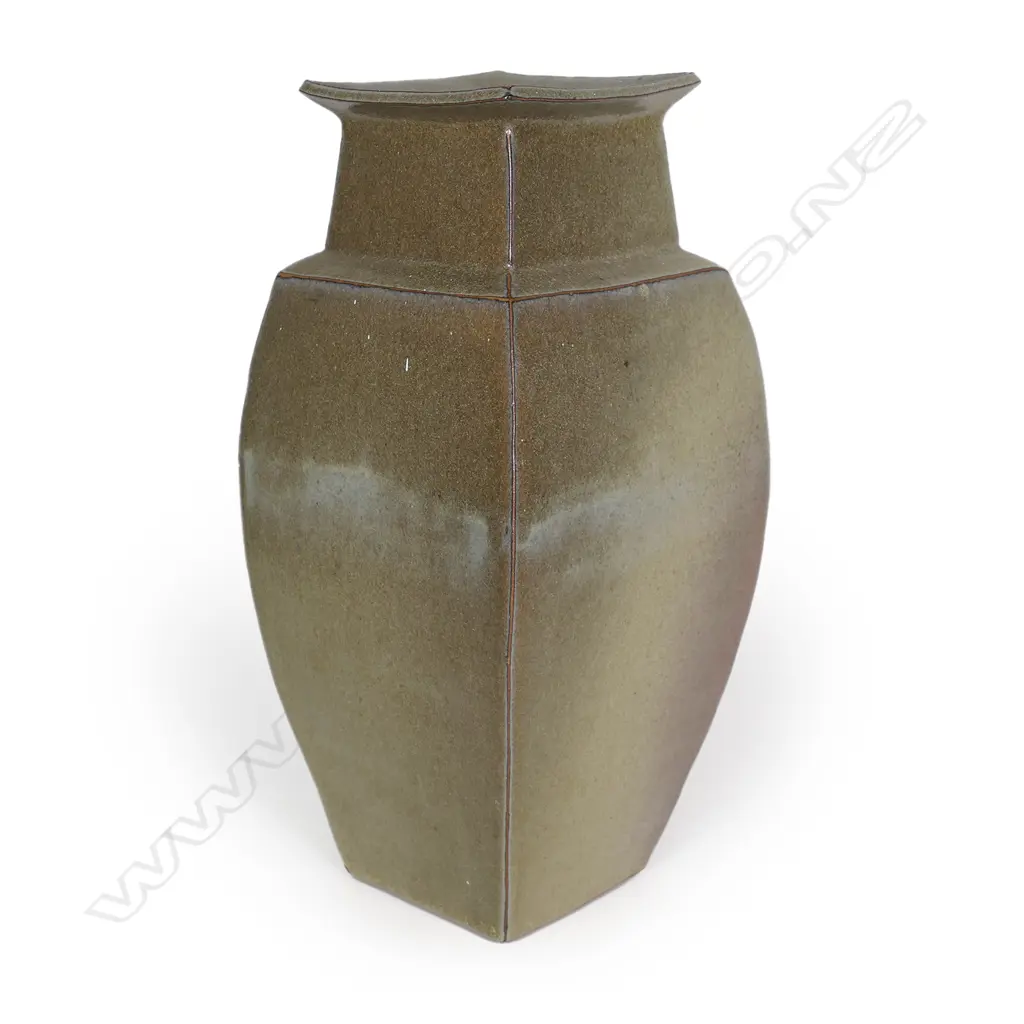 James (Jim) Greig (1936–1986) large stoneware vase of square section form, Image 1++