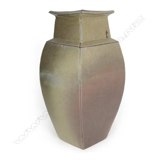 James (Jim) Greig (1936–1986) large stoneware vase of square section form,