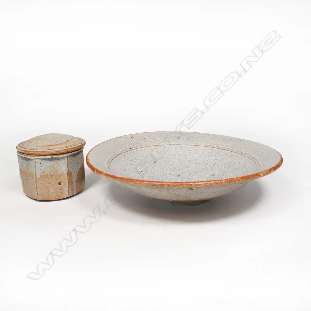 Two pieces Campbell Hegan shino glazed stoneware, Image 1++