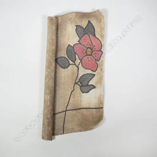 Barbara Hockenhull scrolled plaque with rose motif,