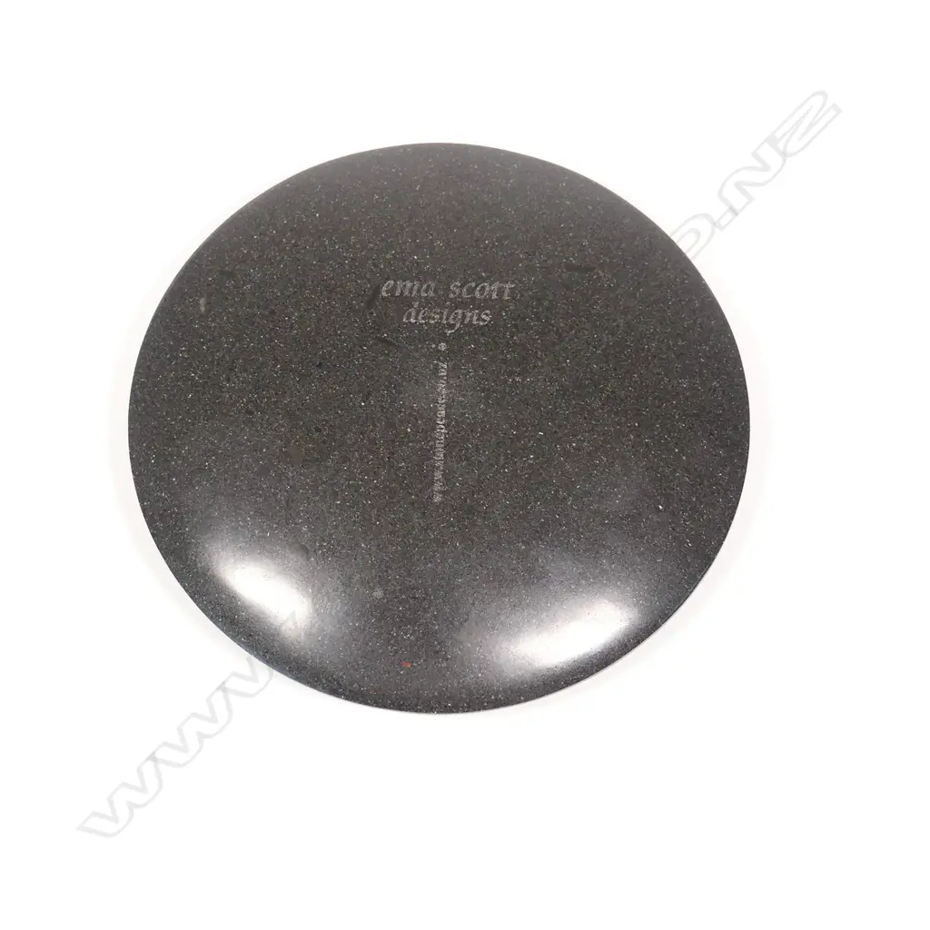 Ema Scott honed stone disc with paua inset, Image 1++