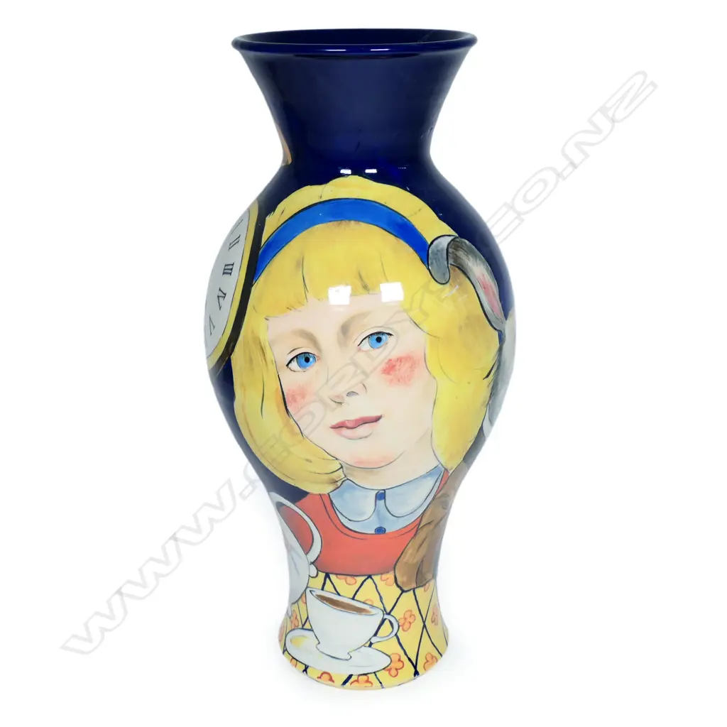 Julie Ford (Australia) painted Alice in Wonderland large vase, Image 1++