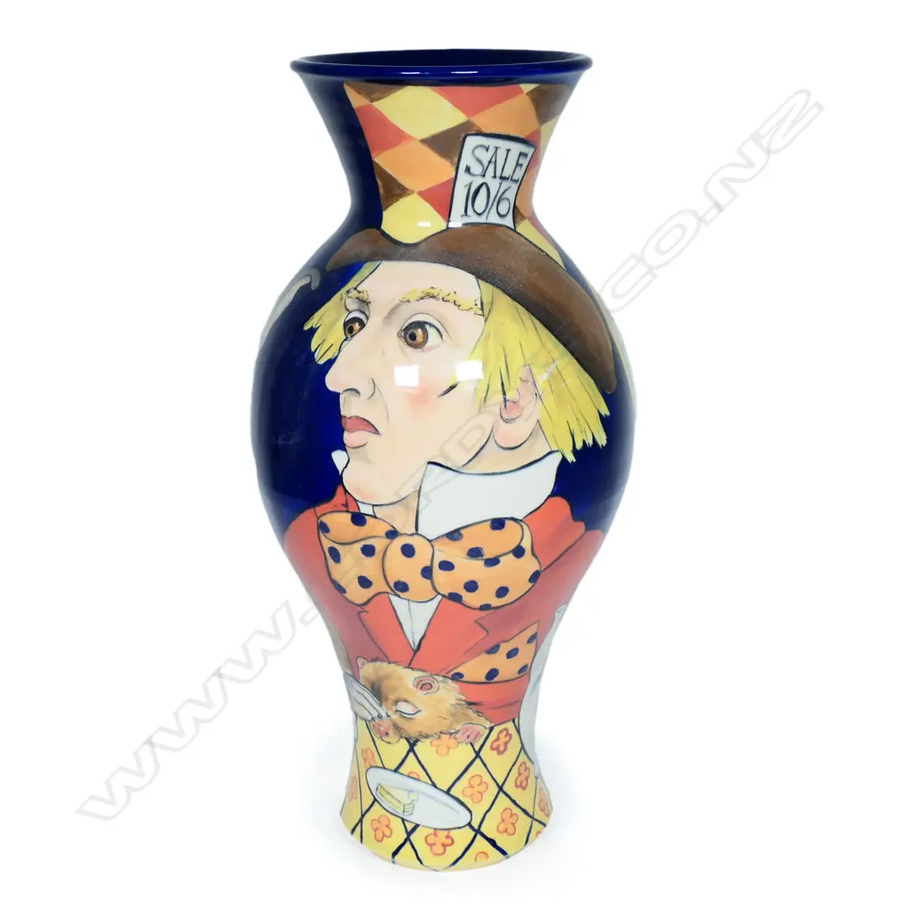 Julie Ford (Australia) painted Alice in Wonderland large vase, Image 1++