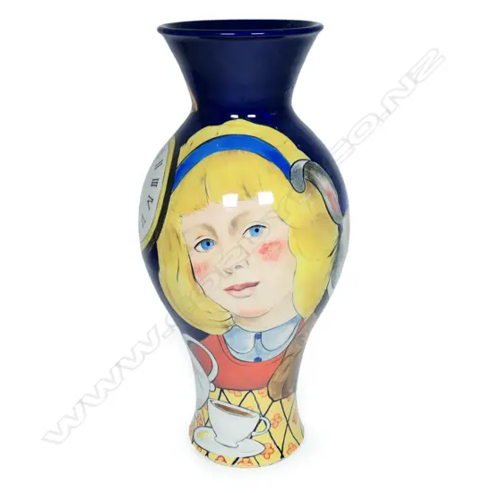 Julie Ford (Australia) painted Alice in Wonderland large vase,