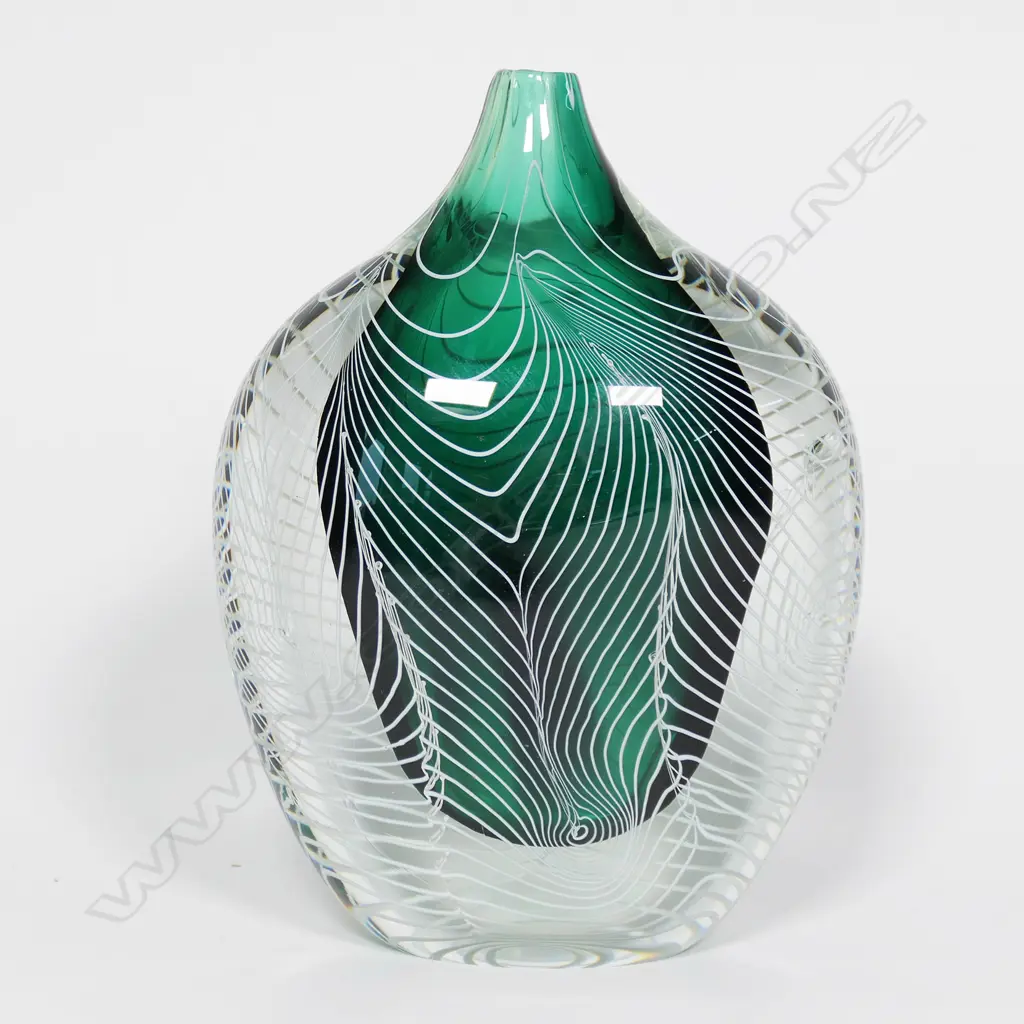 Garry Nash green & white glass vase, Image 1++