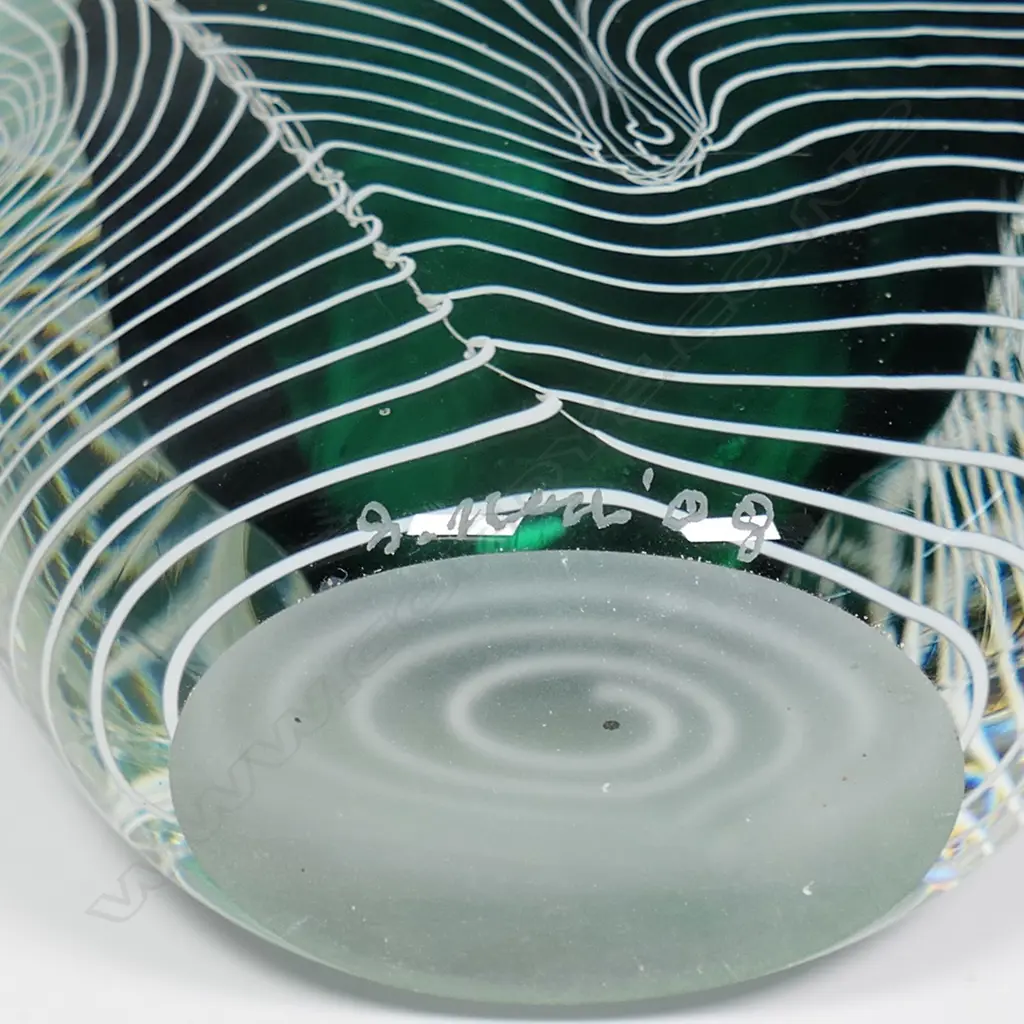 Garry Nash green & white glass vase, Image 1++