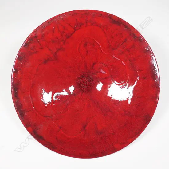 Keum Sun Lee/Sang Sool Shim deep red shallow footed dish,