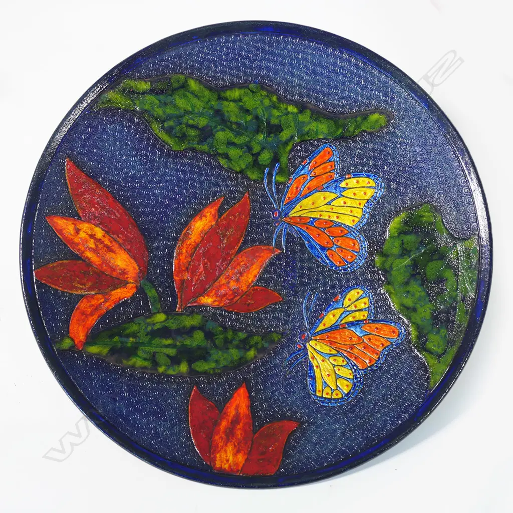 Keum Sun Lee/Sang Sool Shim shallow terracotta dish with butterfly motif, Image 1++