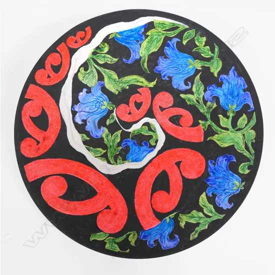 Keum Sun Lee/Sang Sool Shim shallow footed dish with koru motifs,