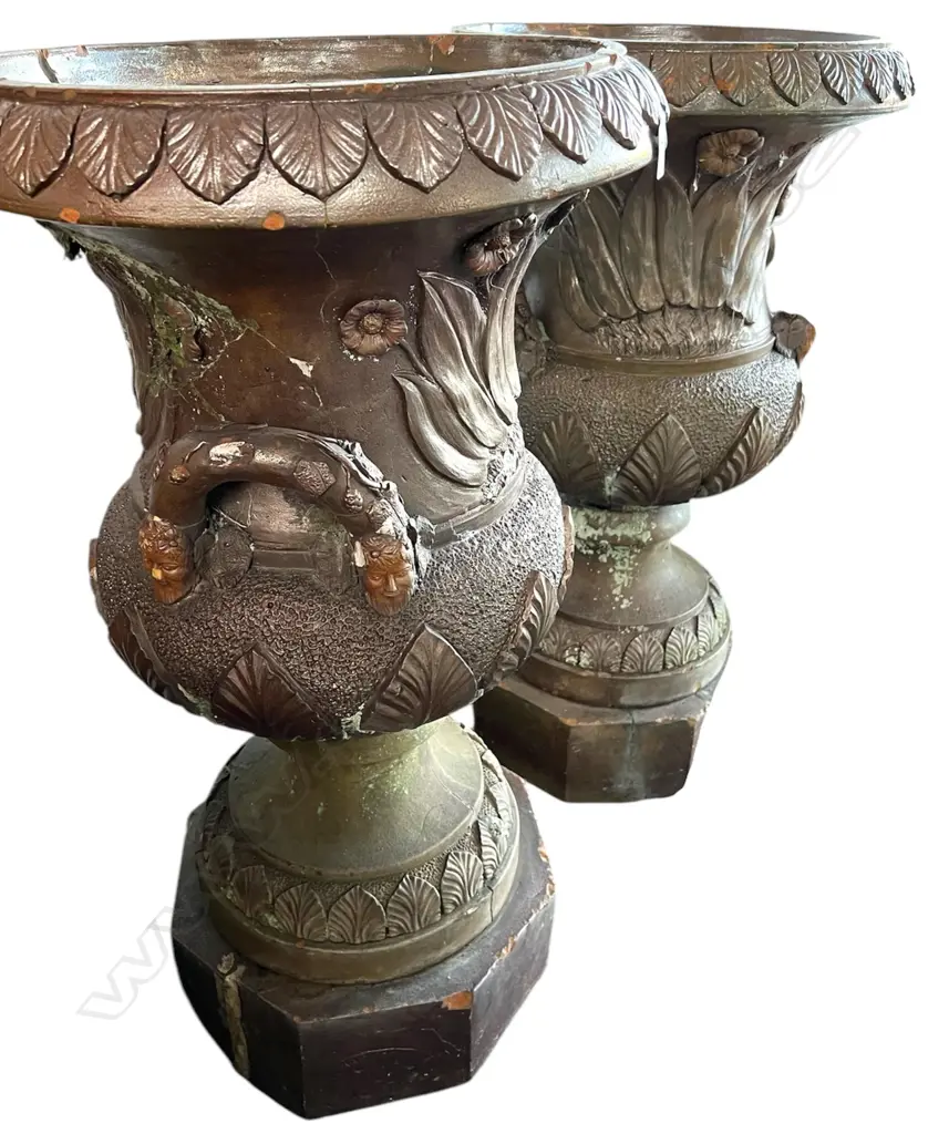 A pair of large 19thC pottery New Zealand colonial Mauriceville Pipe Co. garden urns; . Dia.510 H.890mm, Image 1++