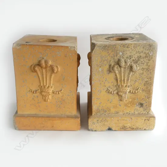 A pair of George Boyd (1825-1886) Newton Potteries Auckland plinths of square cross section; 275 x 365mm,