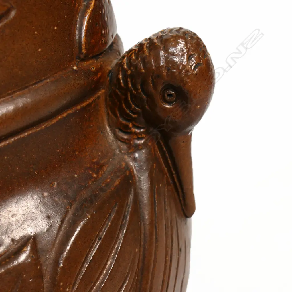 A late Victorian Arts & Crafts brown salt glazed umbrella or plant pot stand ; H.680mm. Image 1++