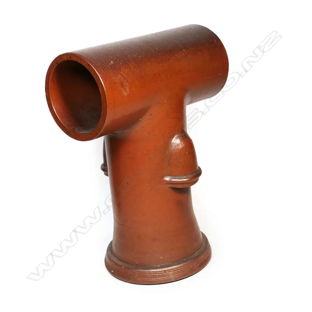 Old Amalgamated Brick & Pipe Co. salt glazed chimney pot of T-form with crack to top H.735mm Image 1++