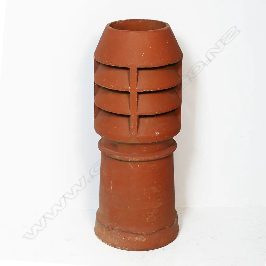 Old terracotta tall chimney pot with multi vented top. H.780mm Image 1++
