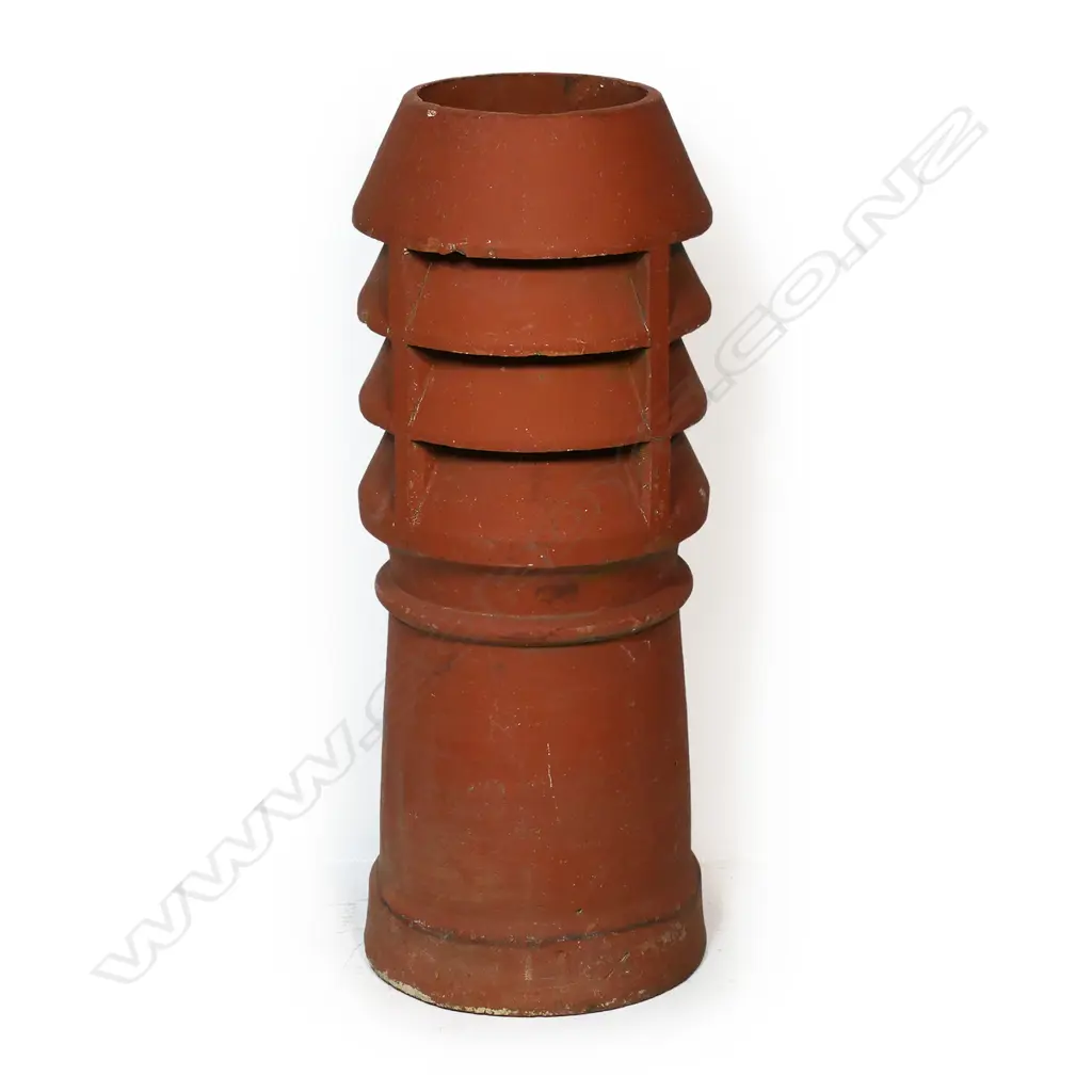 Old terracotta tall chimney pot with multi vented top. H.780mm Image 1++