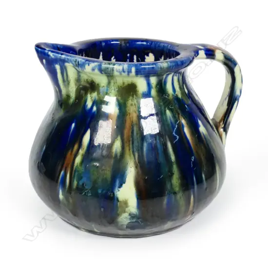 Jova Rancich (1888-1942) majolica glazed squat jug. Dia.200mm H.135mm,