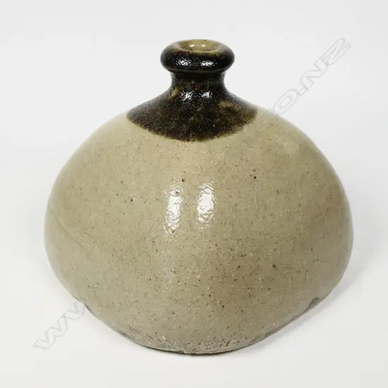 BARRY BRICKELL POTTERY SHIP'S FLASK rounded square form impressed potter's mark H.135mm. c.1970