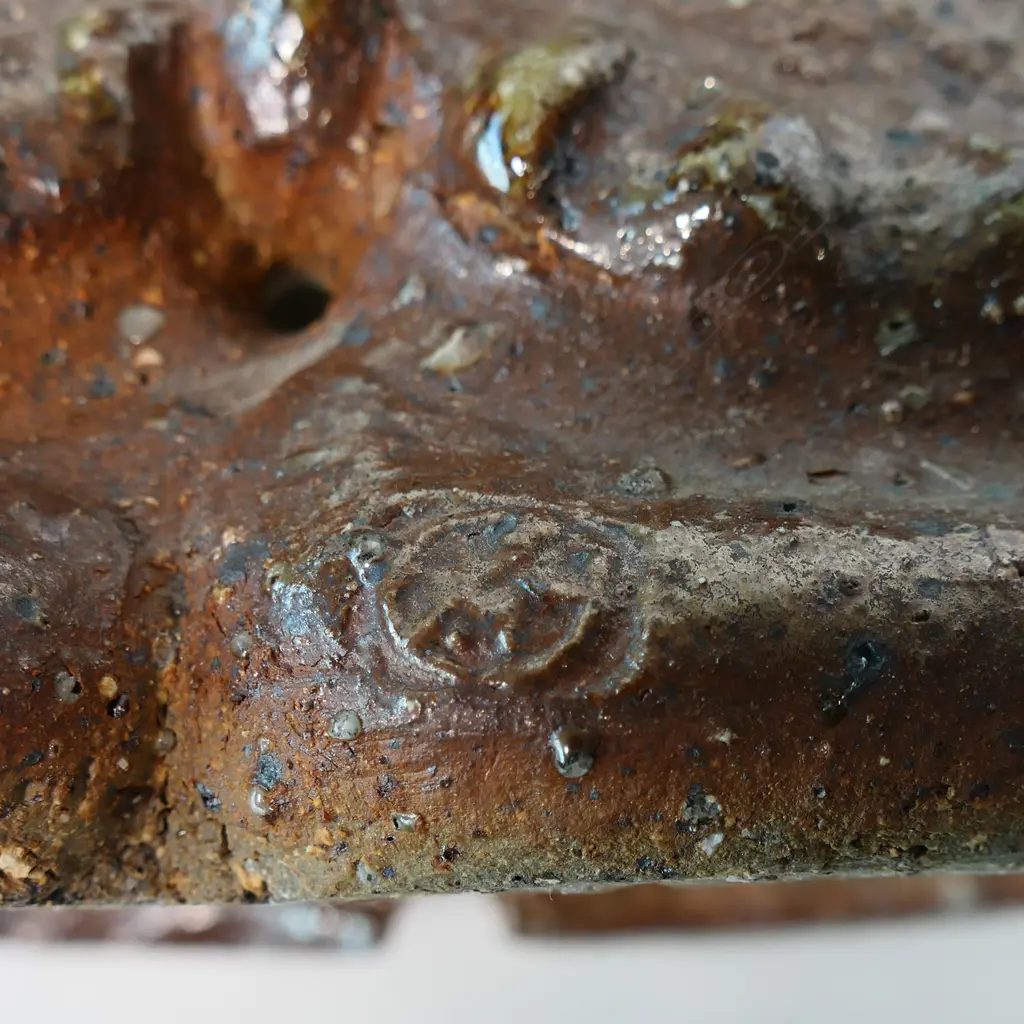 Barry Brickell (1935-2016) spiromorph sculpture. Hand sculptured with a heavily textured wood fired soda glaze, flared trumpet type top, above over lapping forms, supported on joined tapered flared columns. Ribbed banded detail. H.600mm Image 1++