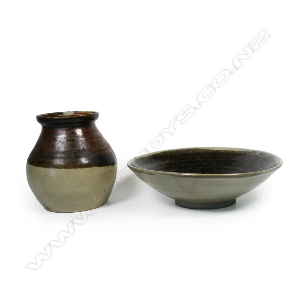Barry Brickell (1935-2016) 'wonky' bowl and lidded vessel. Bowl H.240mm (has faults). Vessel H.150mm, Image 1++