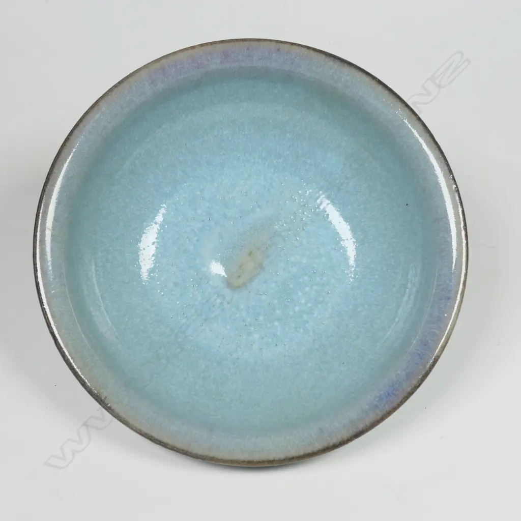 Graeme Storm small porcelain bowl - thick chun glaze with hints of reddish brown. Dia.150mm Image 1++
