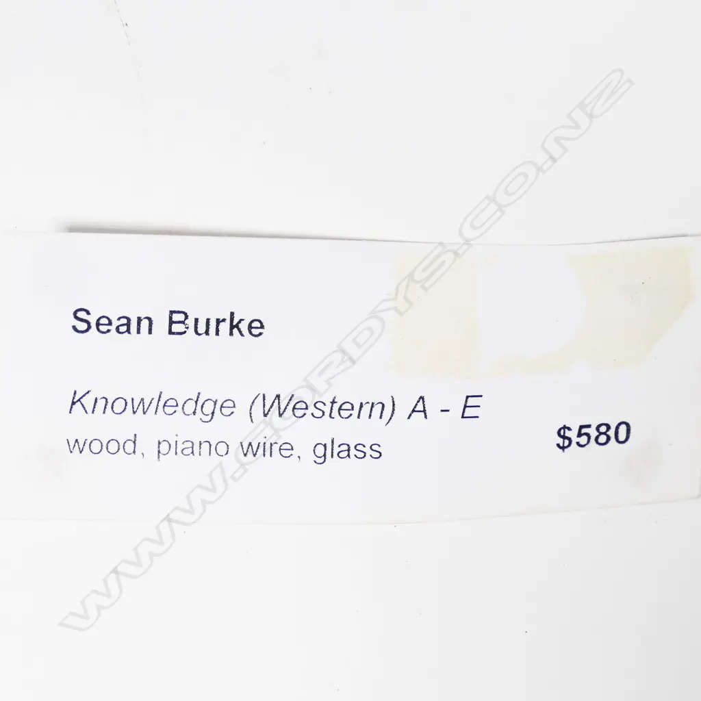 Sean Burke sculpture 'Knowledge (Western) A-E'. A singer sewing machine drawer with a full grid of piano wire lengths each terminating with a glass bead. 365 x 120 x 85mm. With purchase receipt from the Waiheke Community Art Gallery Image 1++