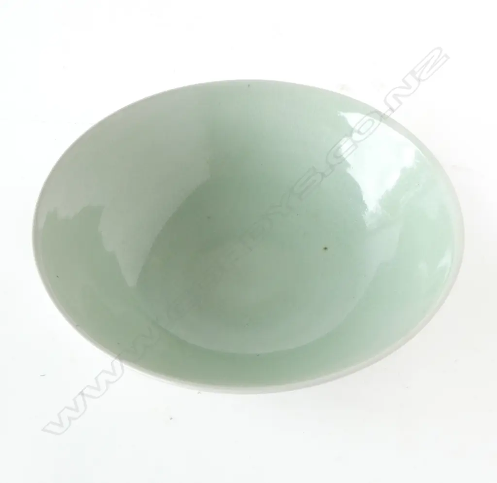 Kelvin Bradford celadon glazed bowl. No maker's mark. Dia.305mm H.90mm. Provenance: purchased from the potter 2001 Image 1++