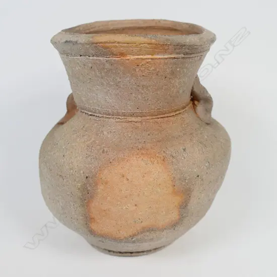 Chester Nealie anagama vase fine with course glaze effects. Incised mark & date '91. H.133mm.