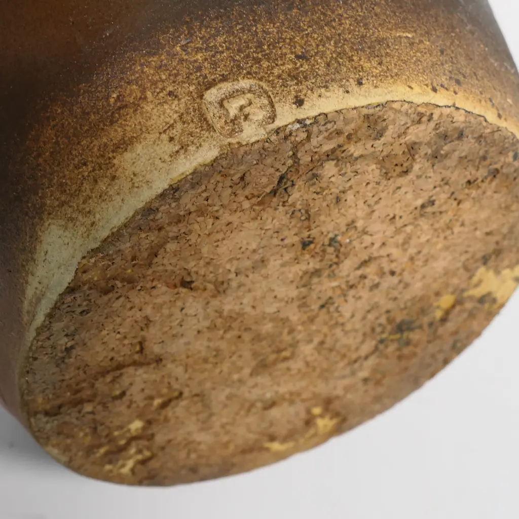 Ian Firth tall cylinder floor vase. A shino glazed cylinder floor vase with flared lip. Some minor losses to glaze. Potter's mark lower side. H.580mm. Image 1++