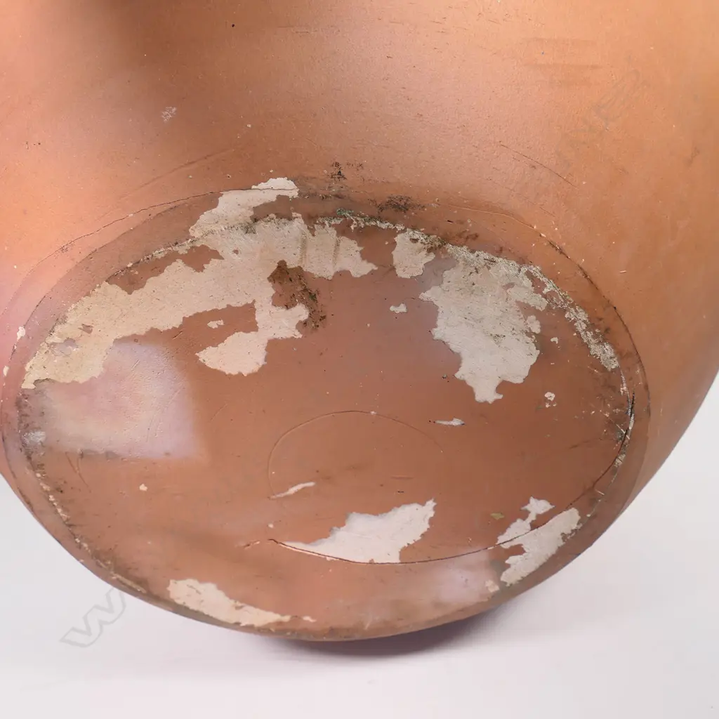 Steve Fullmer large ovoid vessel - the smooth matt surface with restrained worked detail of small revealing pods, incised fine lineal and dot decoration, painted banded detail to the rim. Slight tonal variation from firing effects. Impressed potter's mark. H.360mm. Dia.420mm. Image 1++