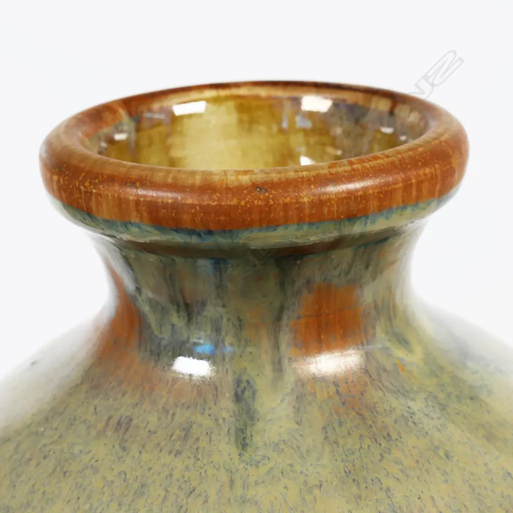 David Huffman tall baluster vase; high lustre glazed body. Potter's mark to base. H.330mm Image 1++