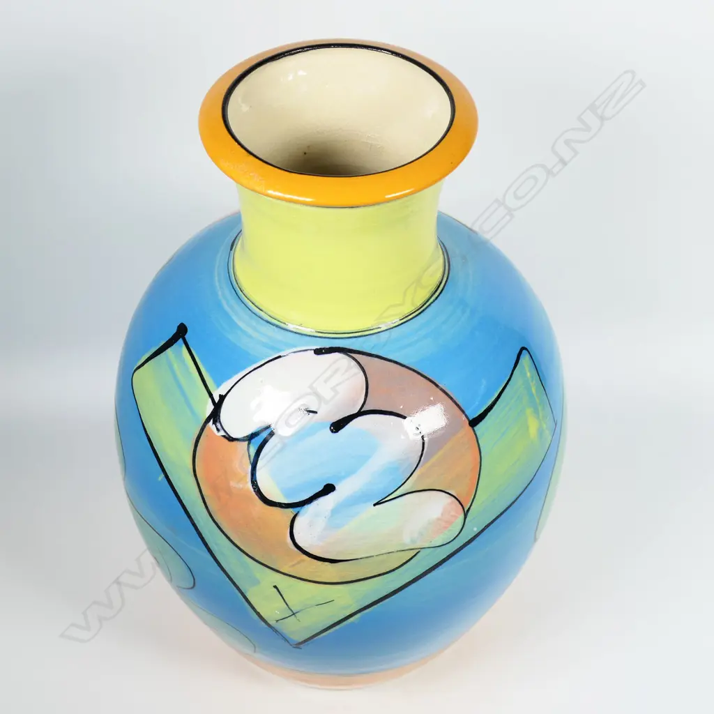 Andrew van der Putten large baluster vase - boldly glazed in vivid pastel colours. Stamped mark at the base. H.320mm Image 1++