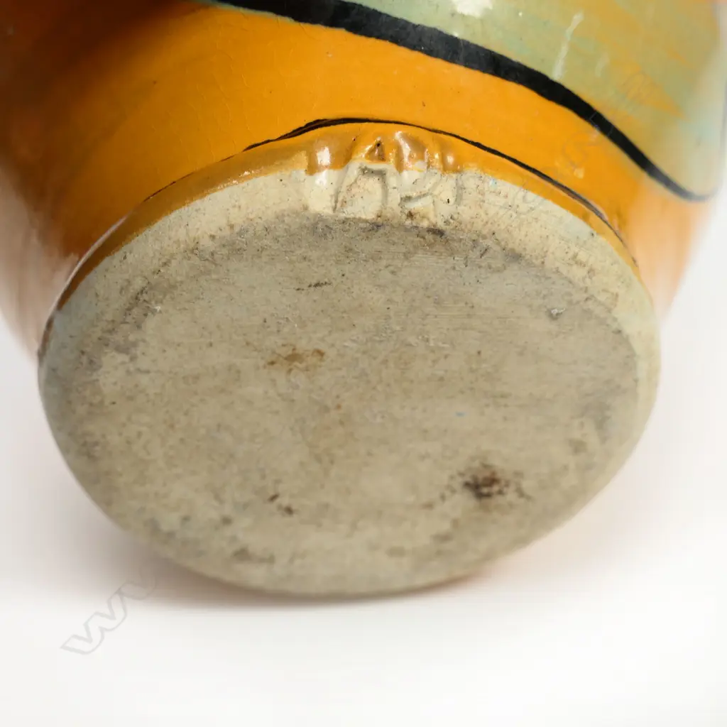 Andrew van der Putten small ovoid vase - modern pastel glazed designs. Potter's mark to base. H.120mm Image 1++