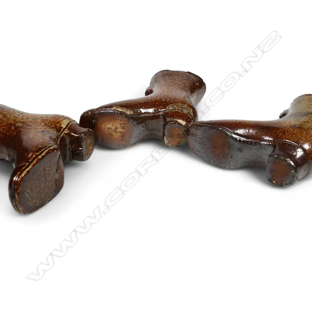Three early New Zealand pottery ladies boots, Image 1++