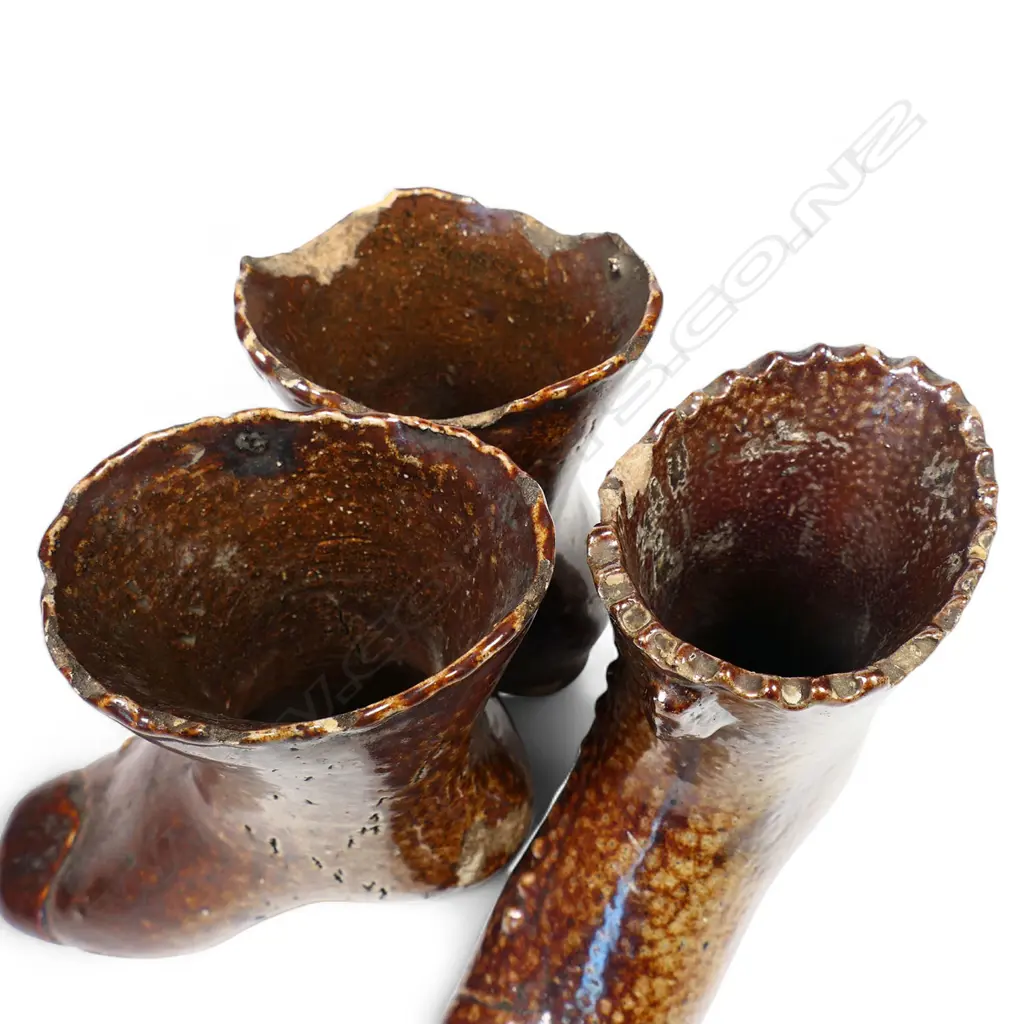 Three early New Zealand pottery ladies boots, Image 1++