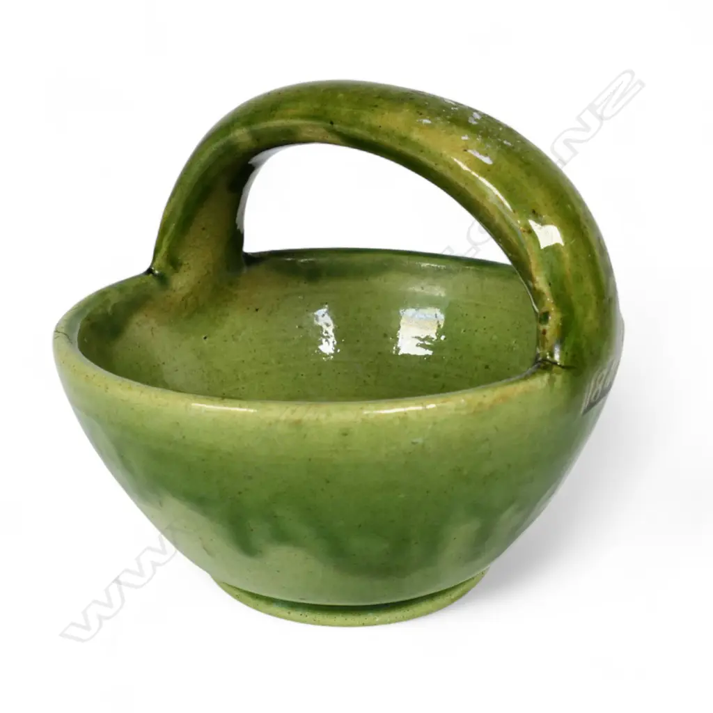 Jova Rancich (1899-1990) pottery basket 1840 - 1940 Wellington Centennial exhibition piece Image 1++